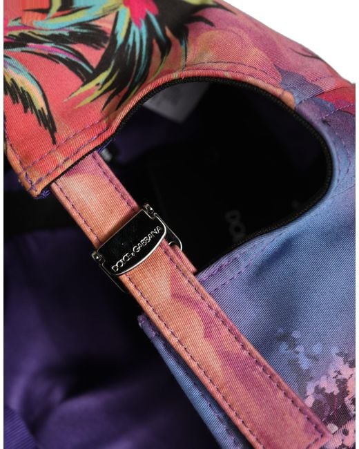 Dolce & Gabbana Blue Multicolor Tropical Themed Baseball Capello Hat