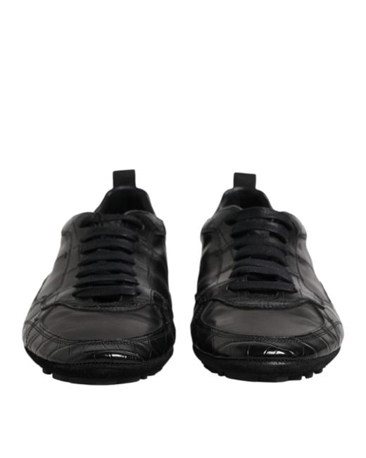 Dolce & Gabbana Black Exotic Leather Low Top Sneakers Shoes for men