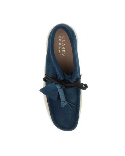 Clarks Blue Wallabee Cup Lace Up Shoes for men