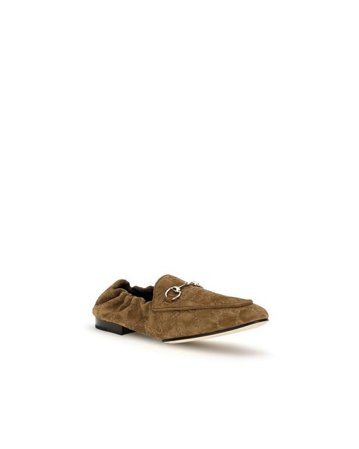 Gucci Brown Gg Suede Loafers