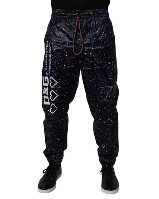 Dolce & Gabbana Dark Blue Dg Game Print Cotton Jogger Pants for men
