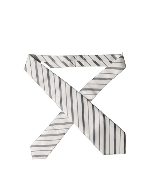 Dolce & Gabbana White Stripes Silk Adjustable Neckwomen's Tie