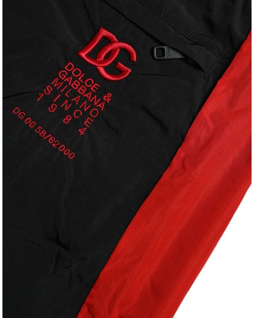 Dolce & Gabbana Black Leopard Print Nylon Jogger Pants for men