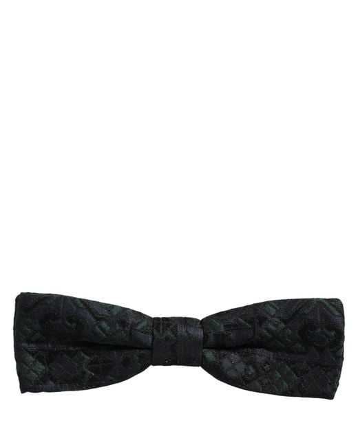 Dolce & Gabbana Men Black Green Paisley Adjustable Neck Papillon Bow Tie for men
