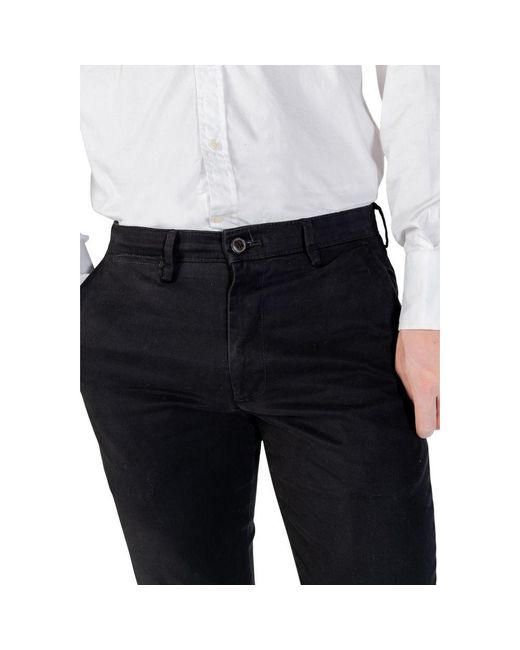 Borghese Black Cotton Skinny Pants for men
