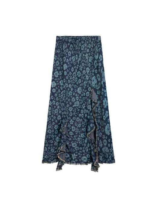 Desigual Blue Lyocell Long Skirt