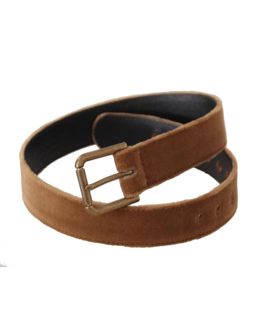 Dolce & Gabbana Brown Elegant Engraved Buckle Leather Belt