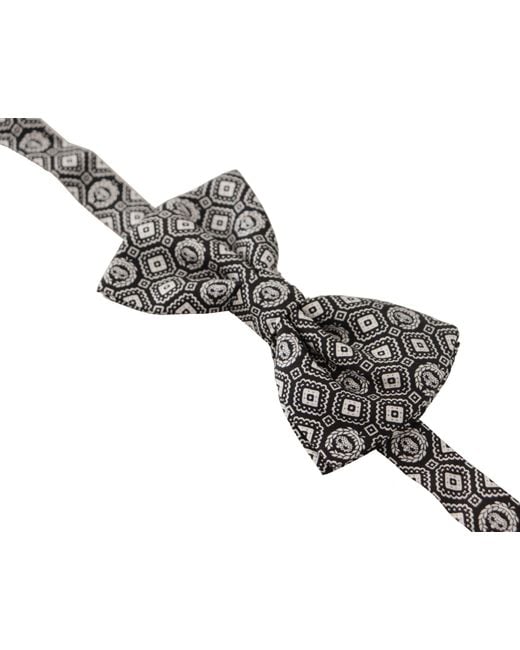 Dolce & Gabbana Black 100% Silk Adjustable Neck Papillon Tie for men
