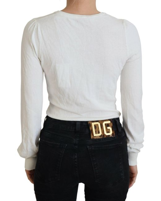 Patrizia Pepe White V-neck Long Sleeves Blouse Top