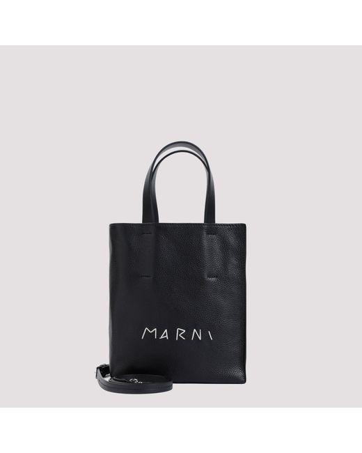 Marni Black Museo Soft Grained Calf Leather Mini Handbag