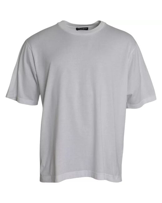 Dolce & Gabbana Gray Cotton Round Neck Short Sleeve T-Shirt for men