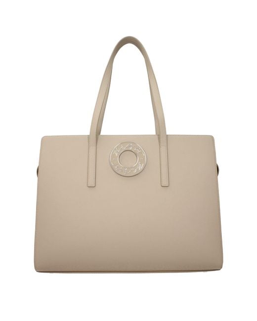 Karl Lagerfeld Natural Beige Leather Shoulder Bag