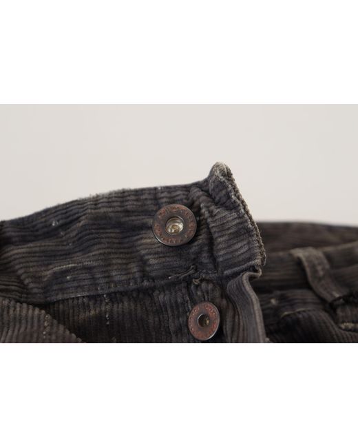 CoSTUME NATIONAL Black Gray Cotton Corduroycasual Jeans for men