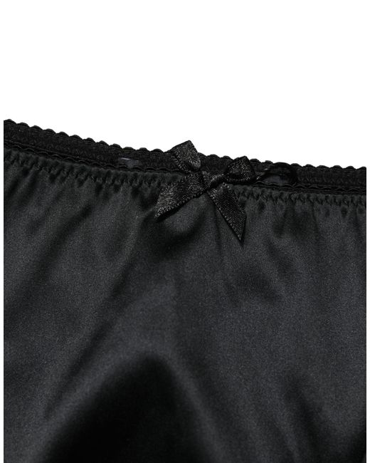 Dolce & Gabbana Black Silk Stretch Mid Waist Brief Panty Underwear
