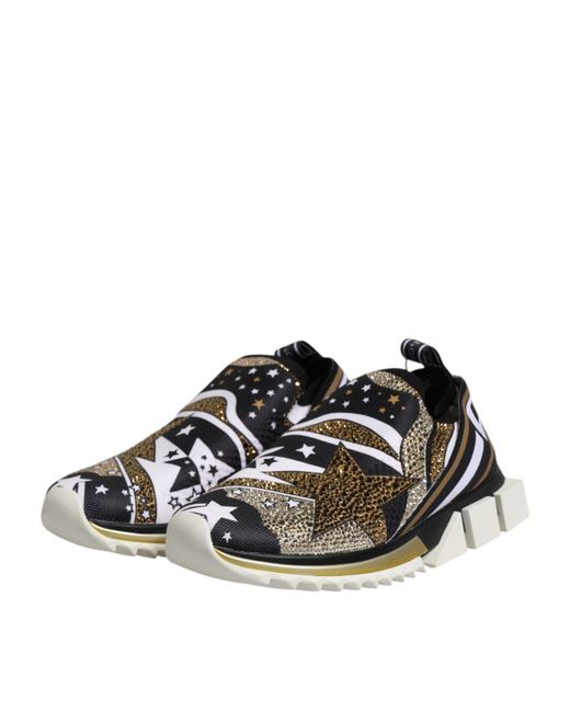Dolce & Gabbana Black Multicolor Sorrento Low Top Sneakers Shoes for men