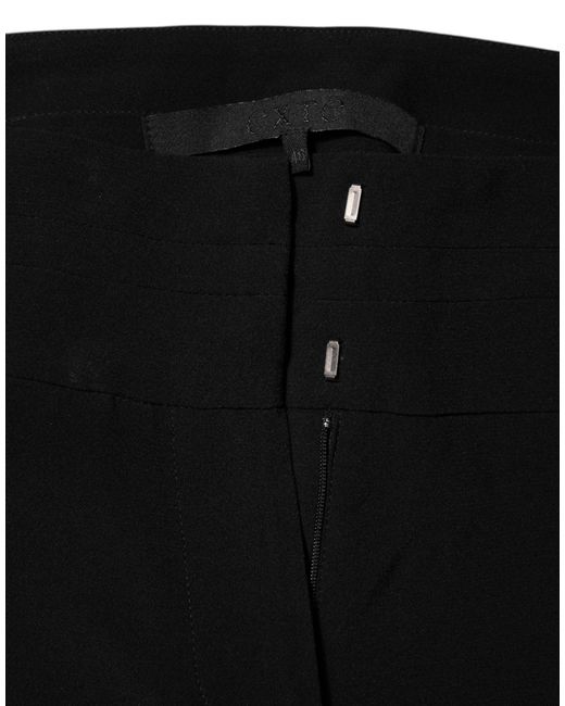Exte Black Viscose Acetate Blend Straight Leg High Waist Pants