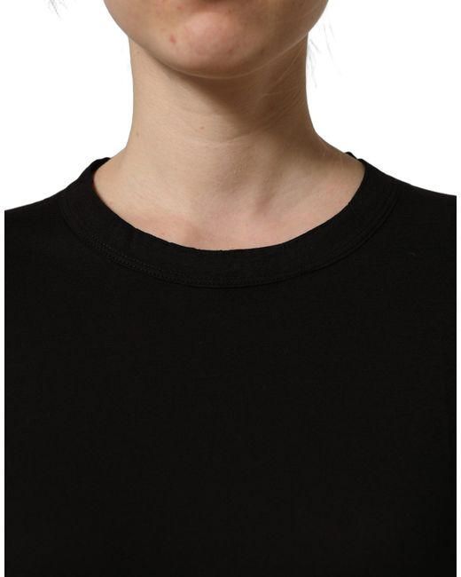 Dolce & Gabbana Black Cotton Crew Neck Short Sleeves T