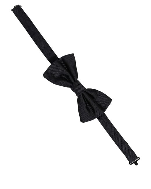 Dolce & Gabbana Men Black 100% Silk Adjustable Neck Papillon Bow Tie for men