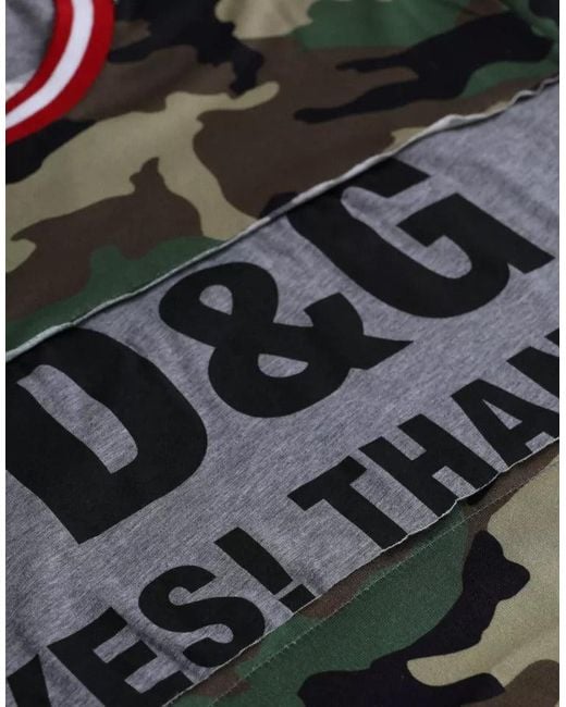Dolce & Gabbana Black Camouflage Cotton Crew Neck T-Shirt for men