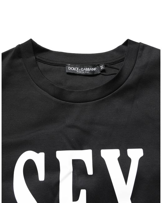 Dolce & Gabbana Black Jersey Graphic Short Sleeve Crew Neck T