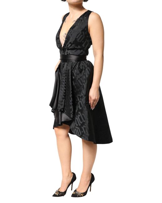 John Richmond Black Jacquard Deep V