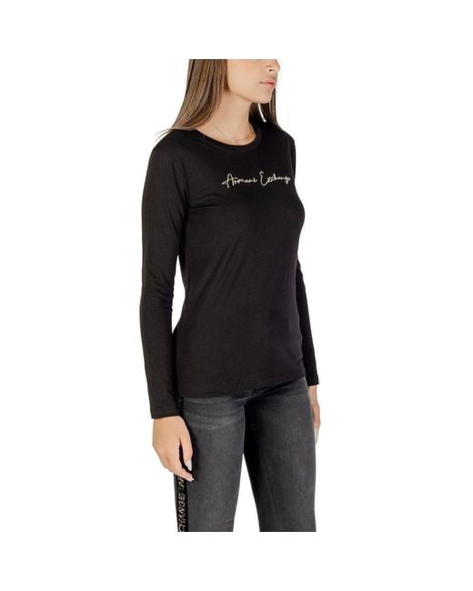 ARMANI EXCHANGE Black Bicolor Cotton Long Sleeve T