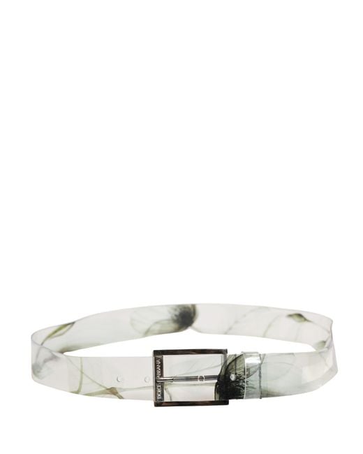 Dolce & Gabbana Gray Floral Pvc Metal Buckle Belt Calf Leather for men