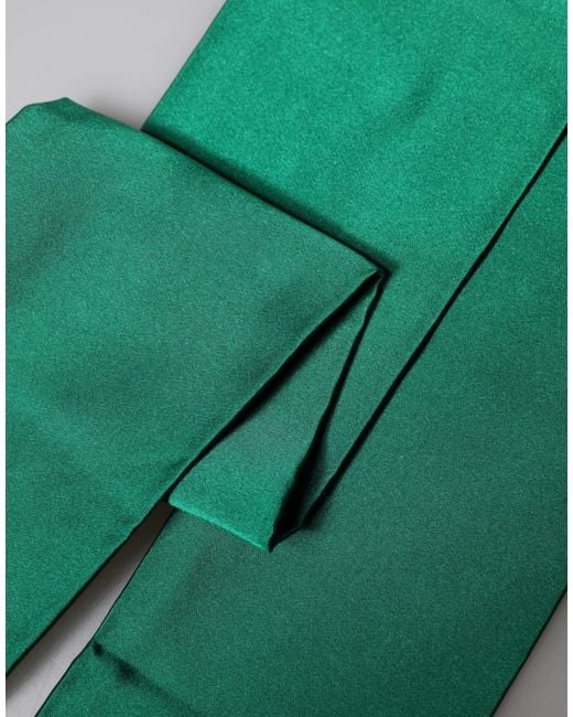 Dolce & Gabbana Green Silk Fringes Neck Wrap Foulard Scarf for men