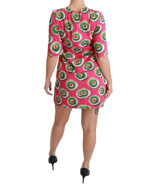 Dolce & Gabbana Pink Silk Cup Cake Shift Stretch Dress