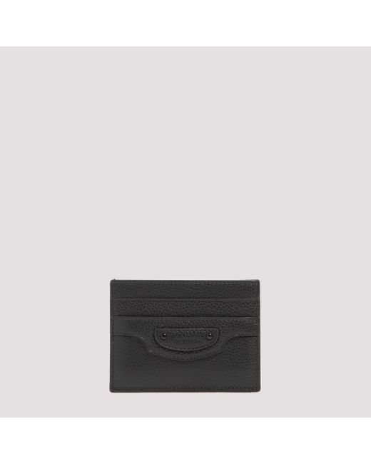 Balenciaga Black Leather Neo Classic Cards Holder for men