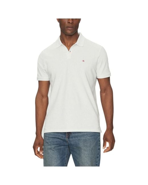 Calvin Klein White Cotton Polo Shirt for men