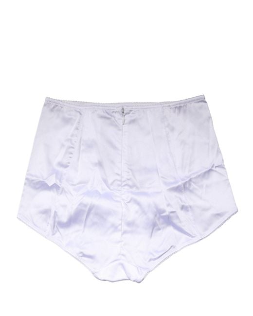 Dolce & Gabbana Blue White Silk Blend High Waist Girdle Panty Underwear