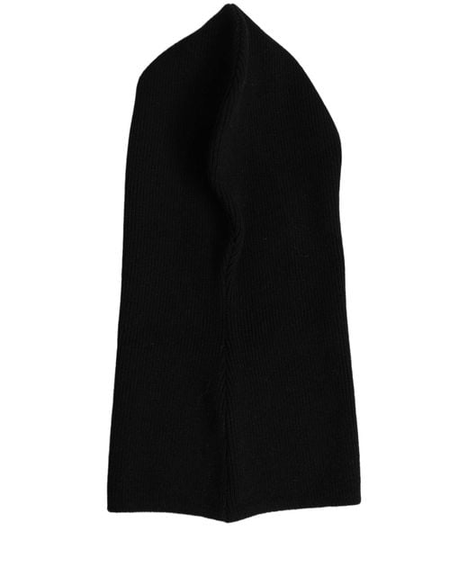 Dolce & Gabbana Men Black Wool Ribbed Knit Balaclava Wrap One Size Hat for men