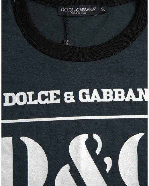 Dolce & Gabbana Black Logo Print Crewneck Short Sleeve T-Shirt for men