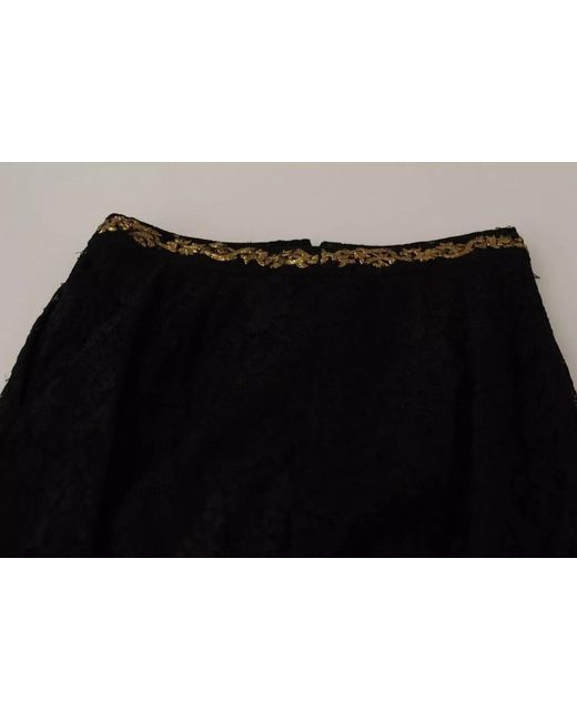 Dolce & Gabbana Black Lace Gold Baroque Special Piece Shorts