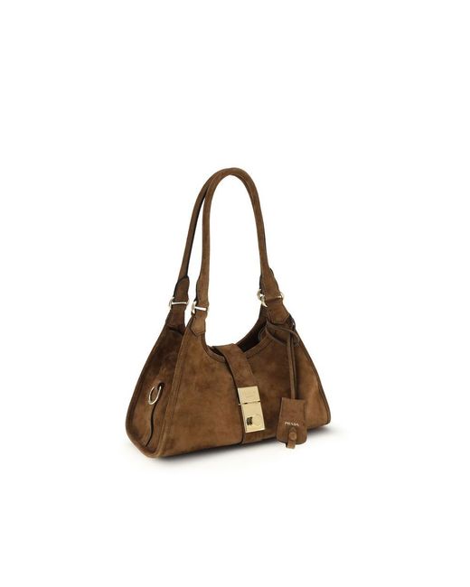 Prada Brown Calf Leather Bos Taurus Shoulder Bag