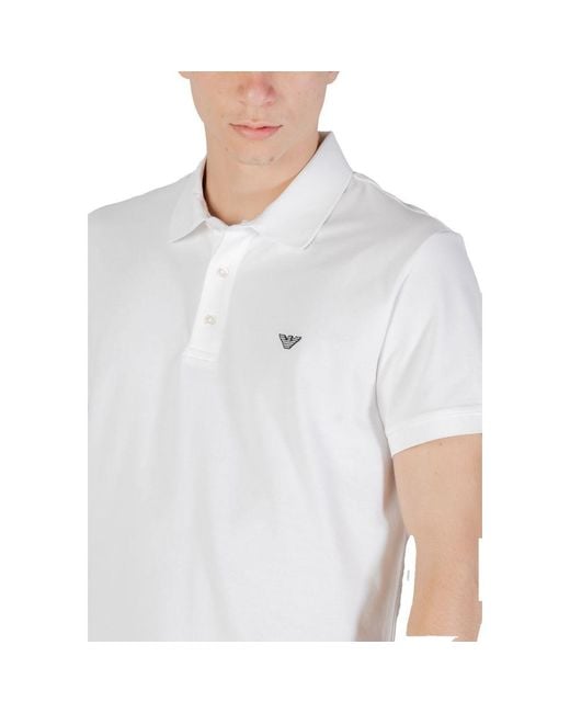 Emporio Armani Blue White Cotton Polo Shirt for men