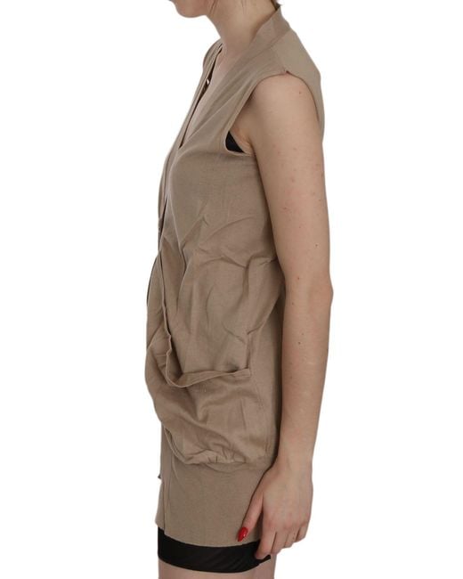 Pink Memories Brown Cotton Sleeveless Cardigan Top Vest