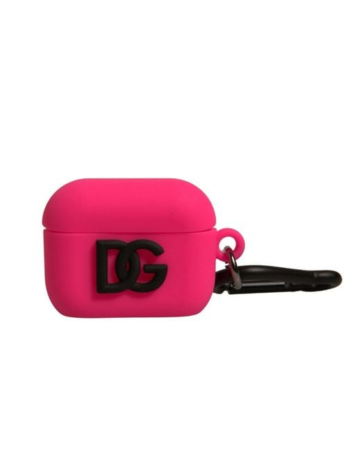 Dolce & Gabbana Pink Silicone Rubber Logo Embossed Airpods Case Accessory