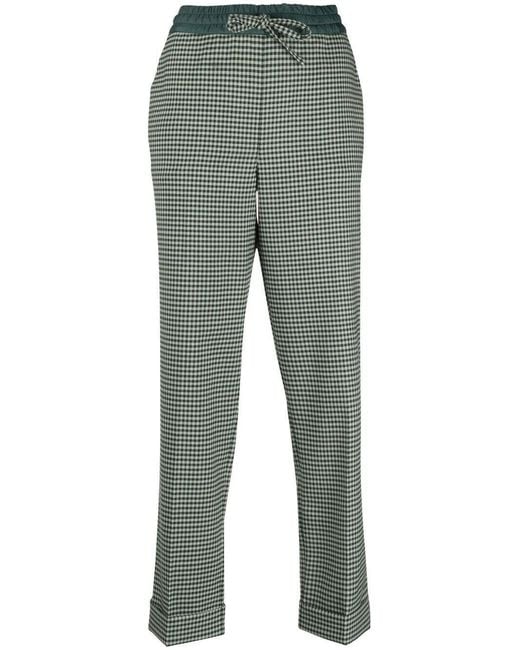 P.A.R.O.S.H. Gray Fine-Check Tapered Cropped Trousers