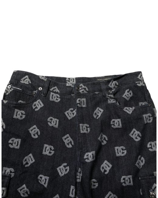 Dolce & Gabbana Black Logo Print Denim Shorts for men