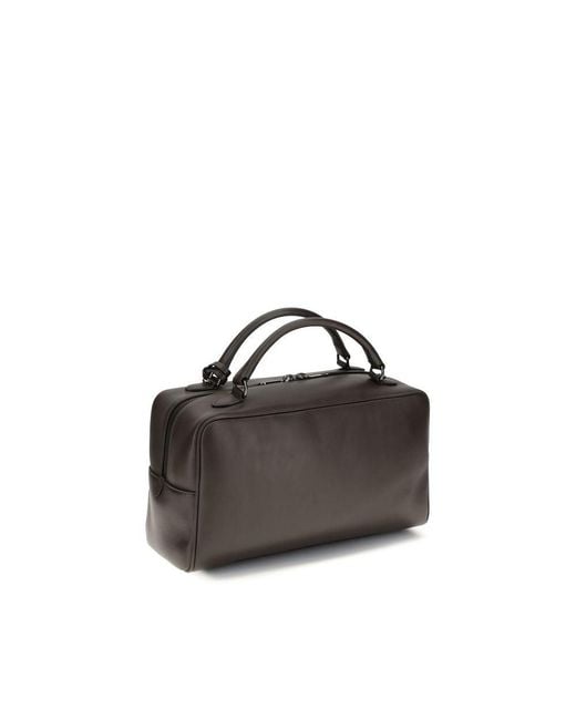 Brunello Cucinelli Black Brown Calf Leather Bos Taurus Shoulder Bag