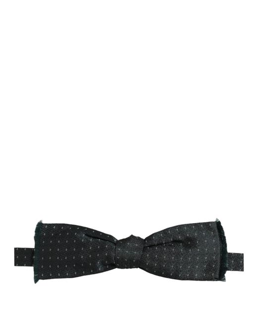 Dolce & Gabbana Black Men Green Patterned Adjustable Neck Papillon Bow Tie for men