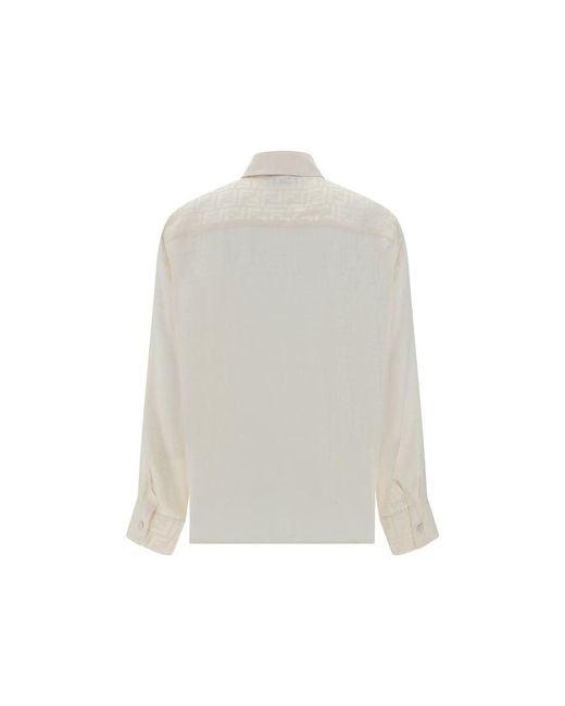 Fendi White Silk Pattern Shirt