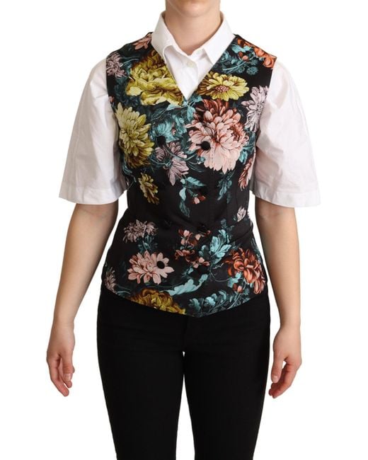 Dolce & Gabbana Blue Exquisite Floral Jacquard Waistcoat
