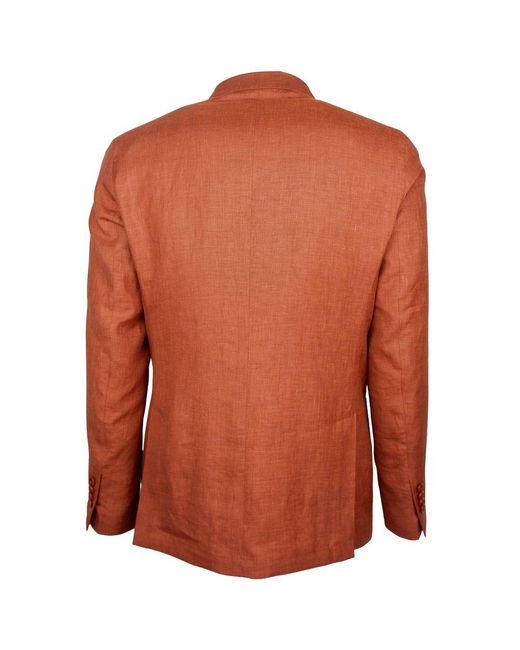 Made In Italy Red Brown Linen Blazer for men