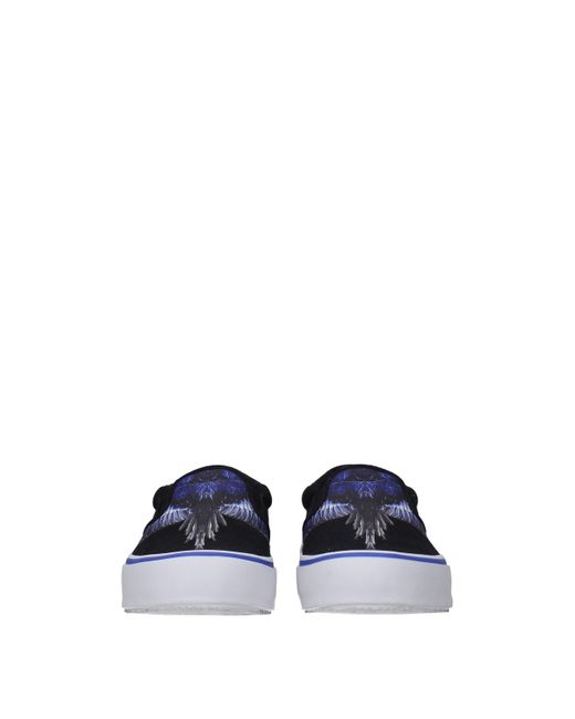 Marcelo Burlon Blue Slip On Uomo Tessuto Nero/Blu for men