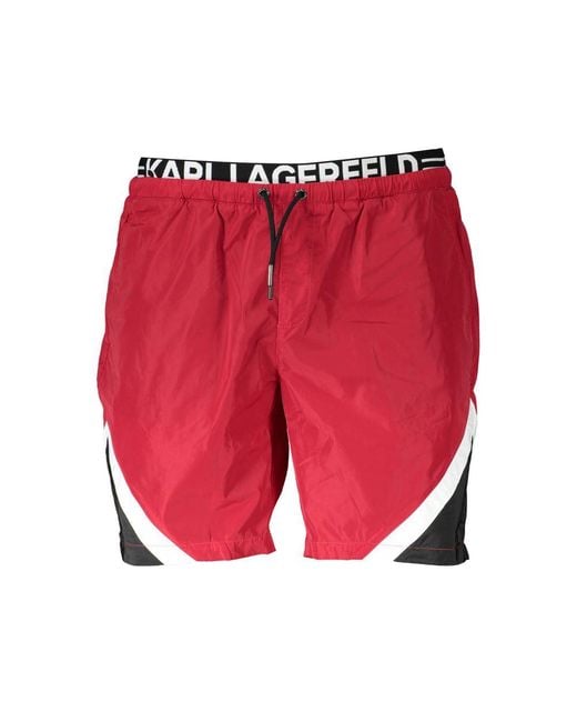 Karl Lagerfeld Red Polyester Swim Boxer for men
