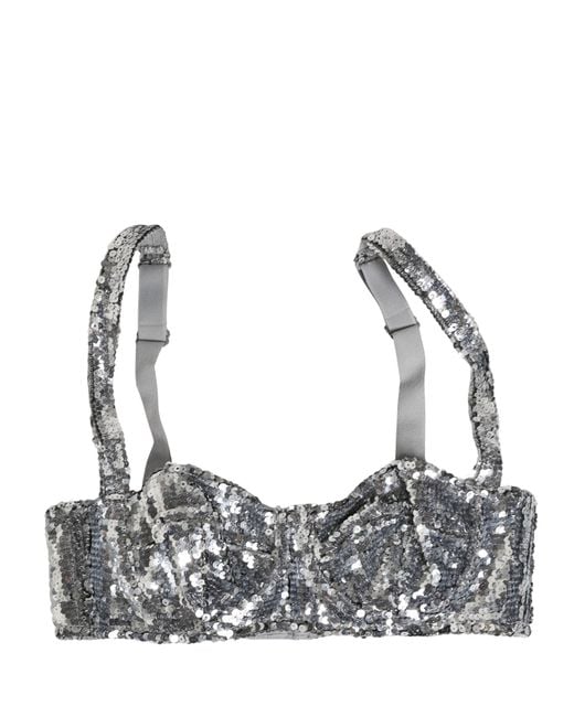 Dolce & Gabbana Gray Sequined Nyon Balconnet Bra Underwear Nylon Clothing