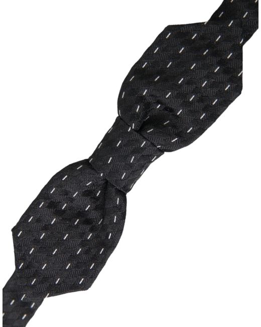 Dolce & Gabbana Black Stitched Silk Neck Bow Tie for men